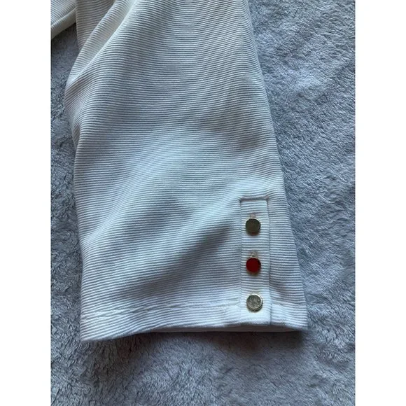 Talbots Women’s Sz.XL Ribbed Portrait Collar Top Blouse Cream cotton Blend - Picture 9 of 10